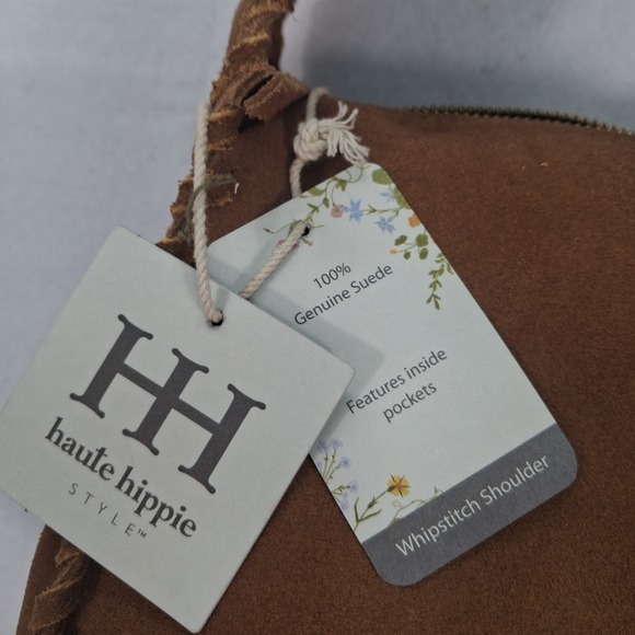 Haute Hippie Style Handbags - Haute Hippie Shoulder Bag Womens OS Whipstitch Shoulder Brown Suede NEW